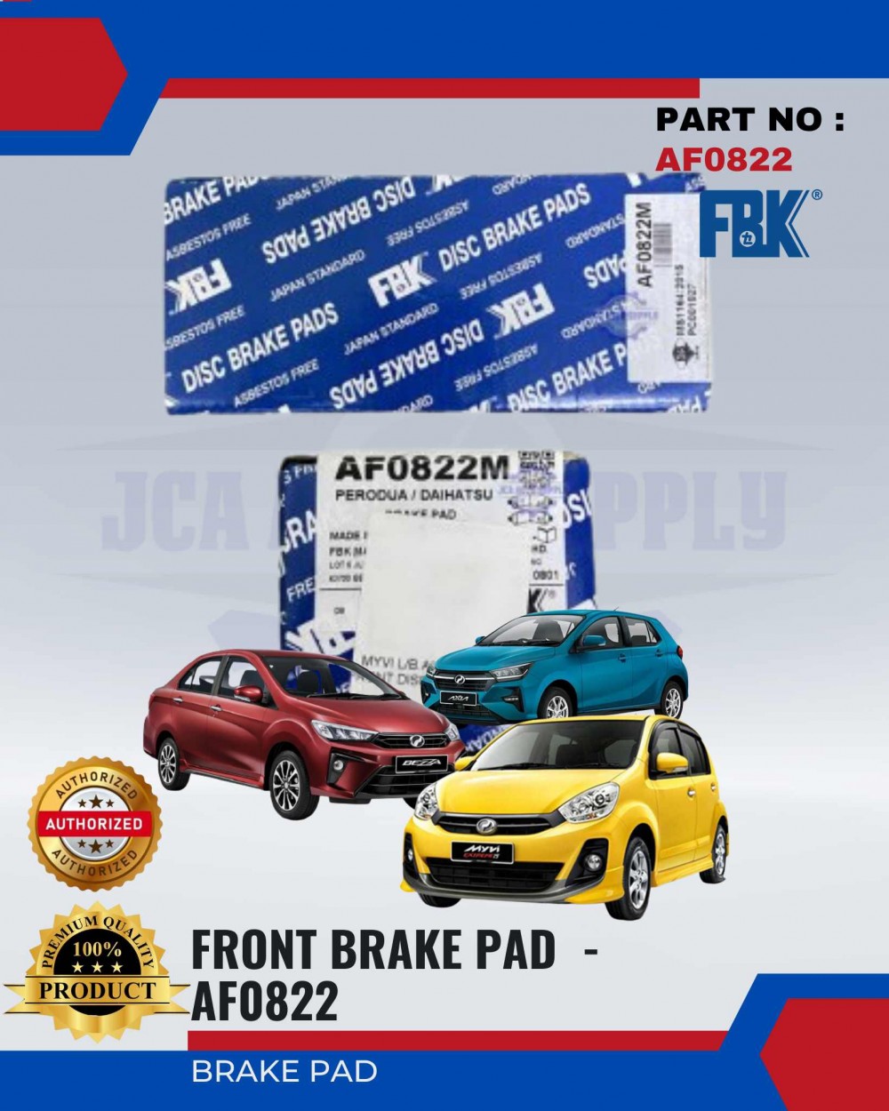 Perodua Myvi (Lagi Best) Axia Bezza Front Disc Brake Pad FBK AF0822